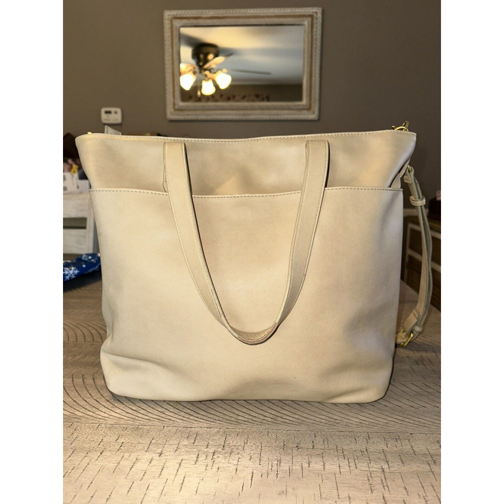 Fawn Design The Tote Bag Purse Stylish For Work Or Diaper Bag Faux Leather Gray - Picture 5 of 13